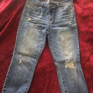 Celebrity Pink Blue Distressed Skinny Jeans